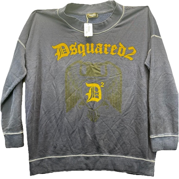 DSQUARED2 Tops - Dsquared2 Logo Sweatshirt Womens XS Navy Blue Graphic Pullover NWT MSRP $500